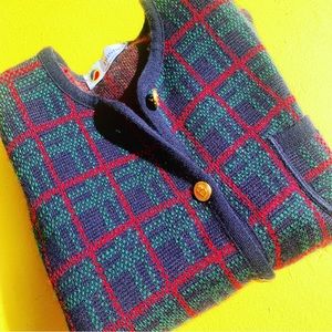 BUSNEL Vintage pure wool sweater knit coat button up long sleeve Medium